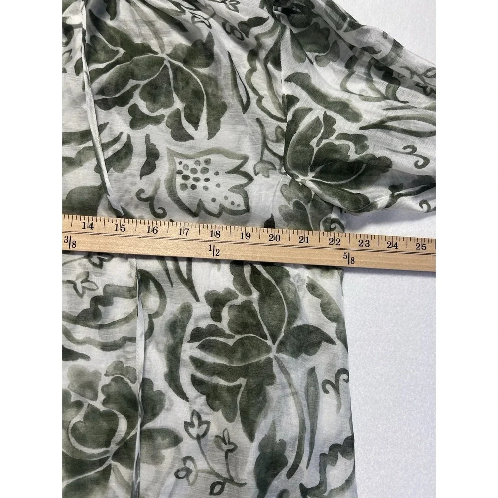 Vince Camuto Women's Transparent Blouse White And Green Floral, Sz S, Oversized - Picture 7 of 8